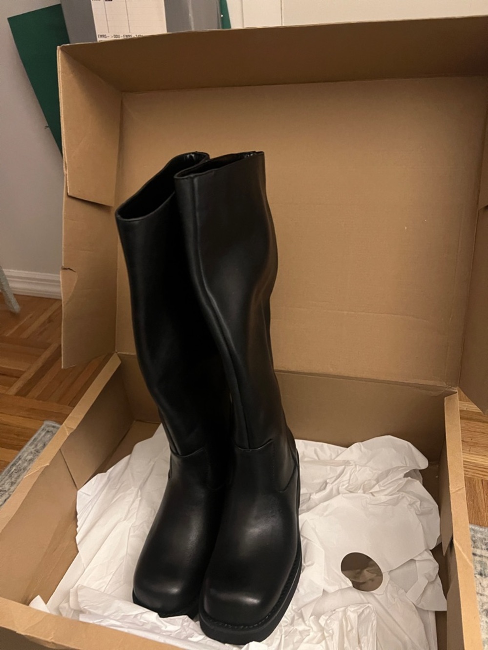 Zara Black Knee-High Leather Boots